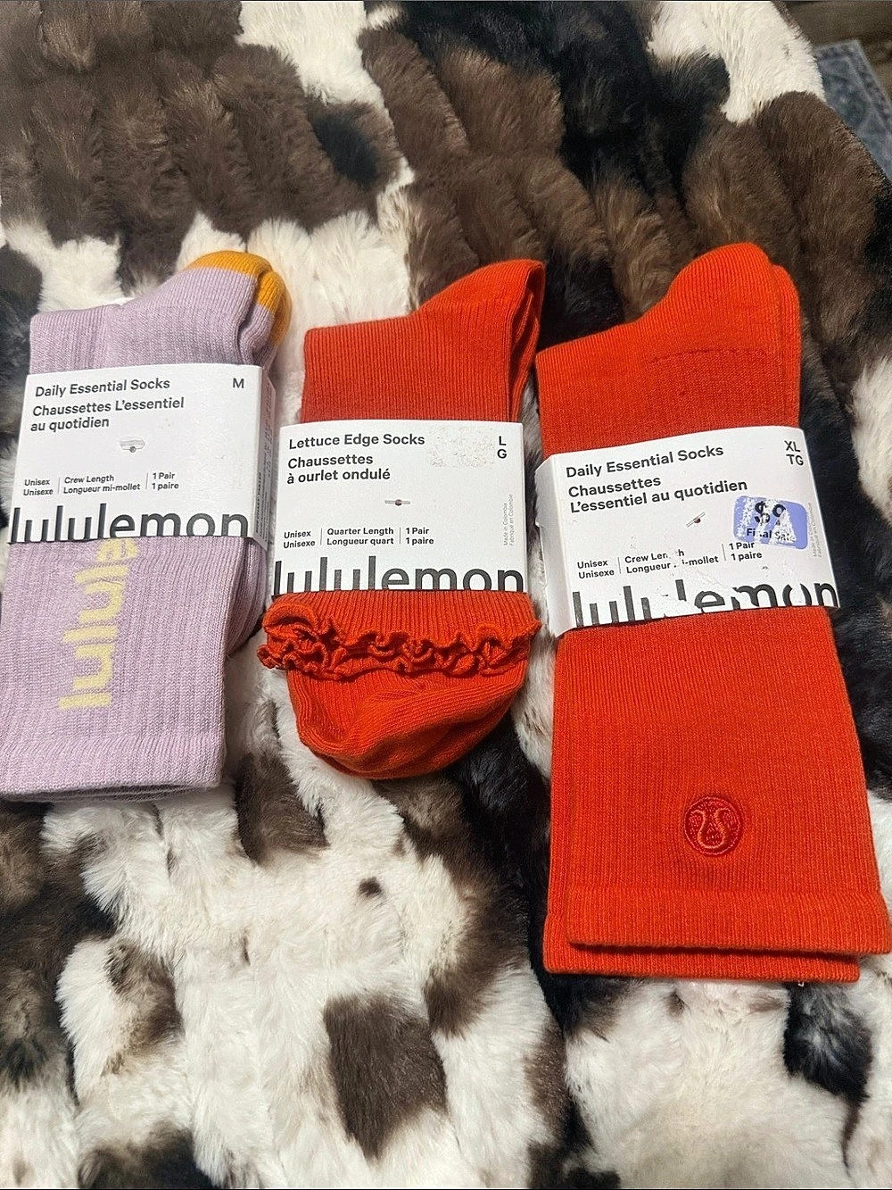 lululemon Daily Essential Socks and Lettuce Edge Socks Set Orange & Purple